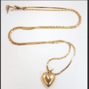 14k Yellow Gold Puffed Heart Necklace